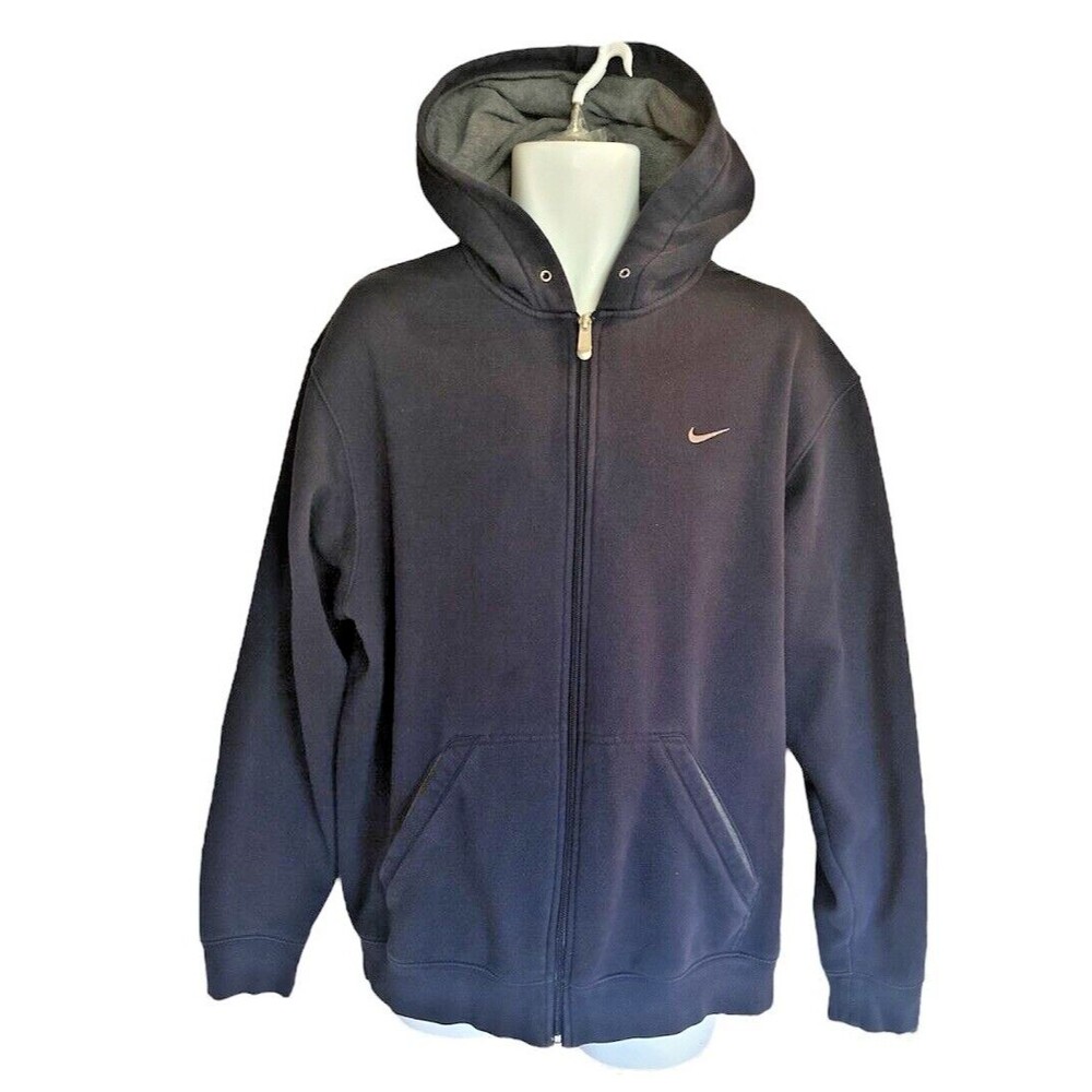 Nike Men's L Basic Full Zip Hoodie Sweatshirt Jacket Navy Blue